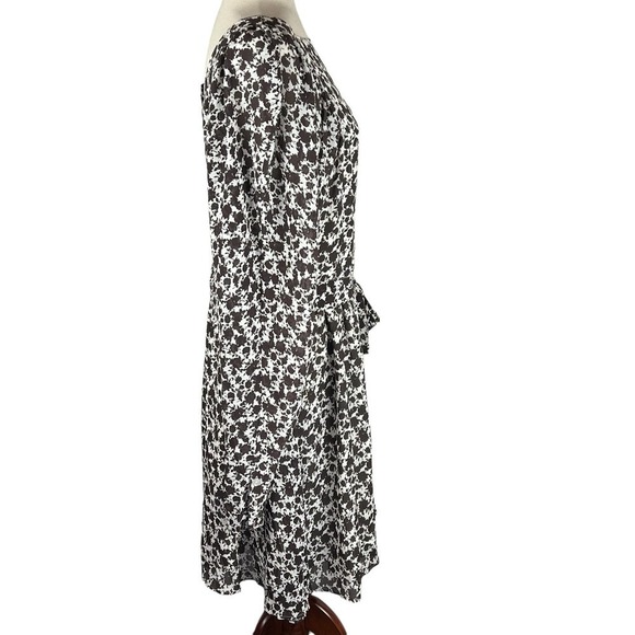 BOSS DUFFI LONG SLEEVE TIE WAIST DRESS IN BLACK‎ COFFEE FANTASY NWT WOMEN'S 6 - Picture 11 of 16